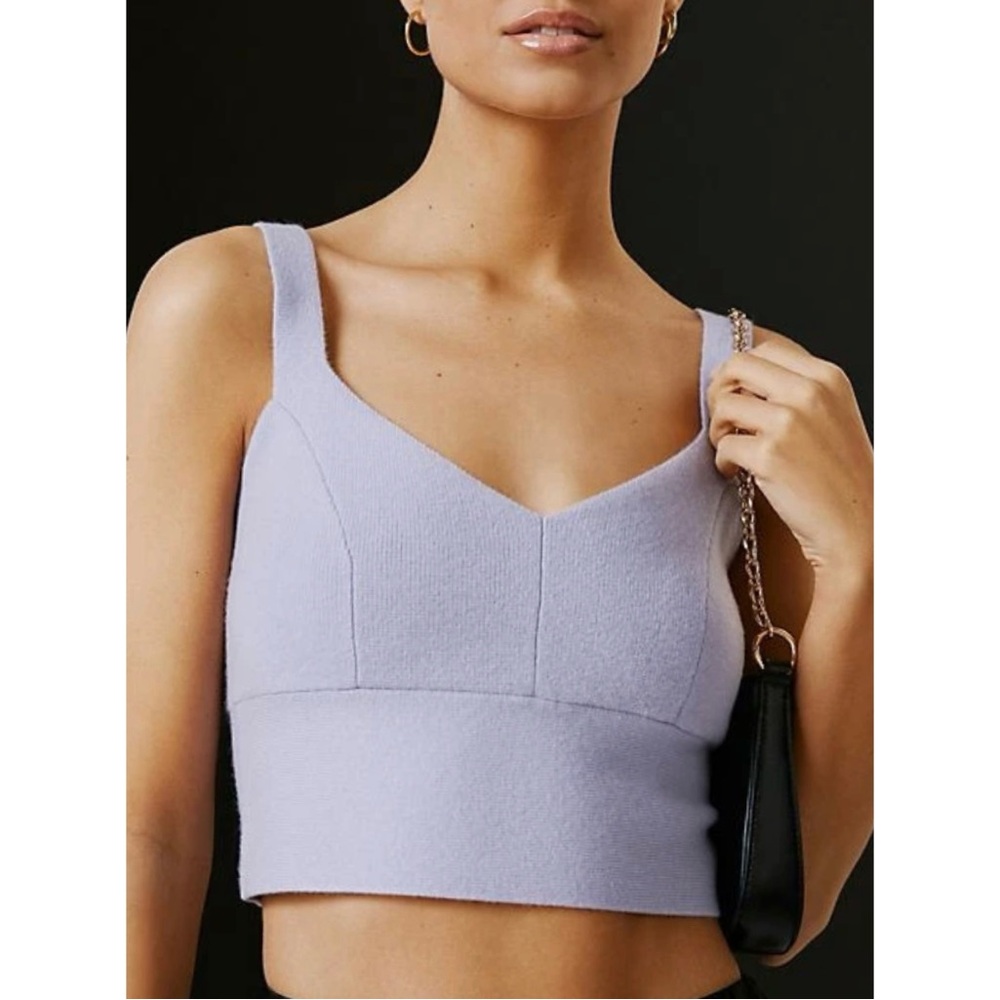 Maeve Anthropologie Cashmere Cropped Sweater Tank Top Sky Size Medium